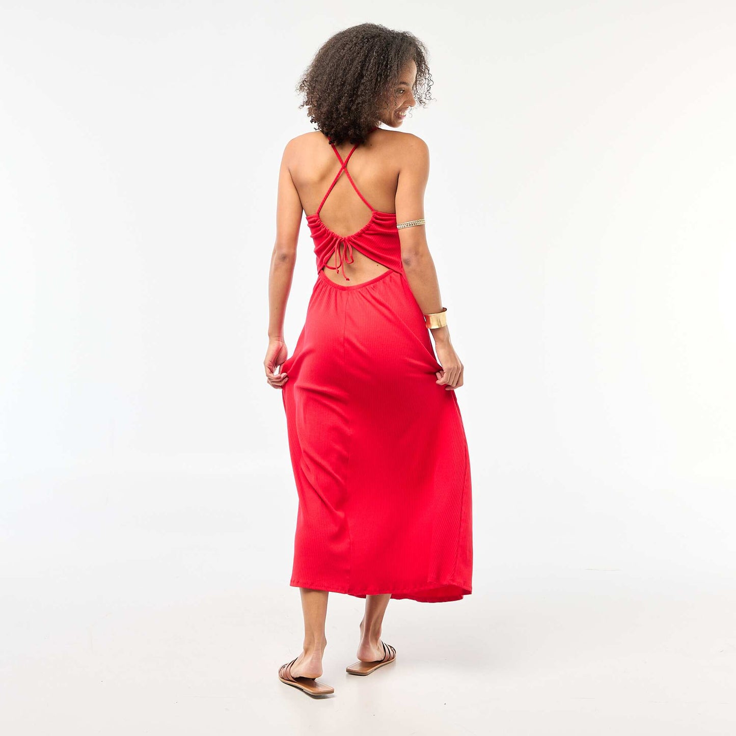 Robe longue à bretelles croisées - Saint Valentin ROUGE
