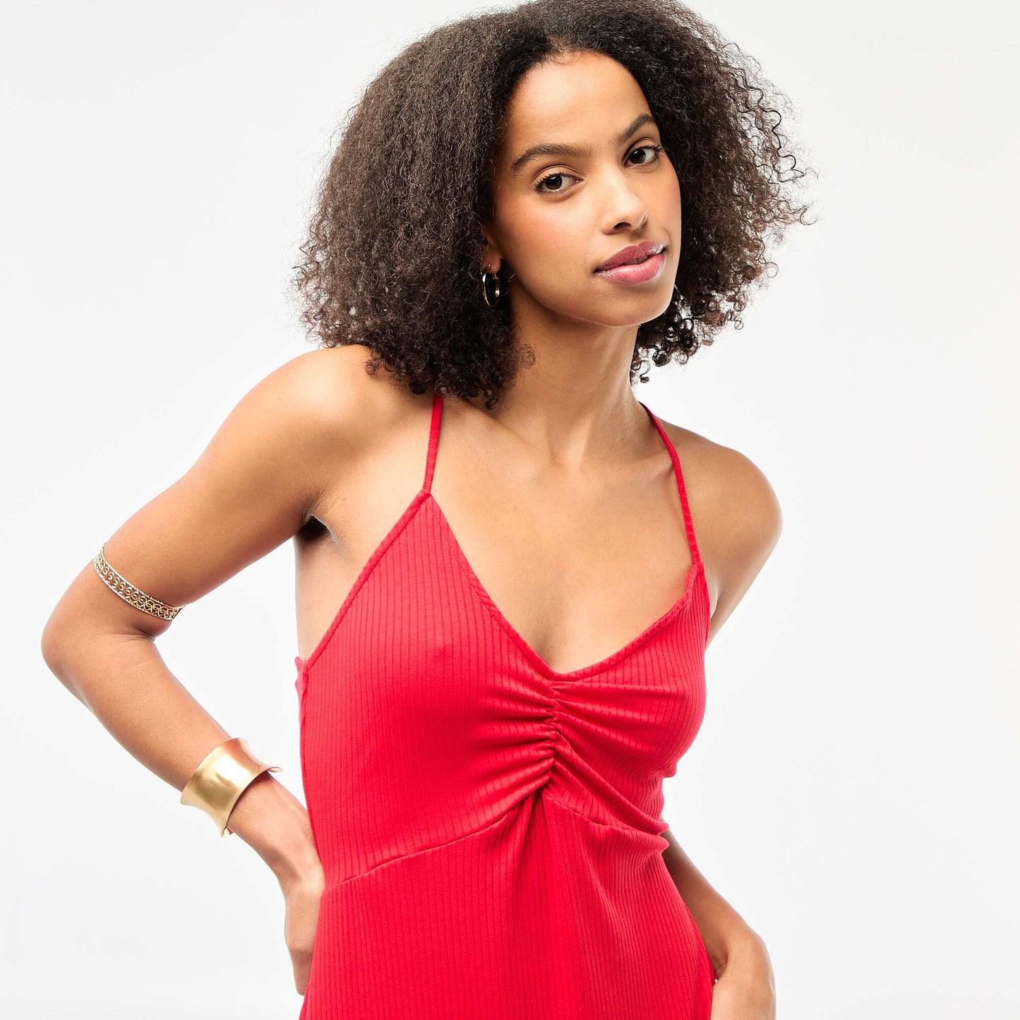 Robe longue à bretelles croisées - Saint Valentin ROUGE