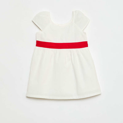 Robe de cérémonie avec ceinture en coton BLANC