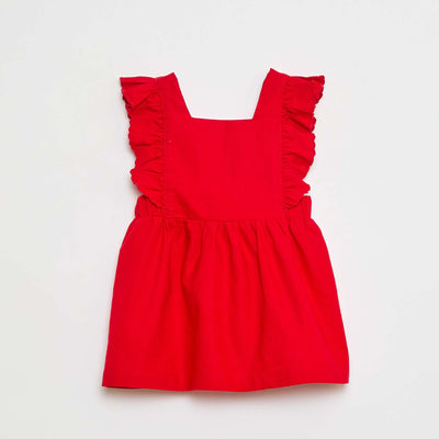Robe sans manches avec volants uni ROUGE