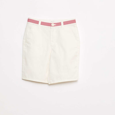 Bermuda droit en twill avec liseré 'Noël' BLANC