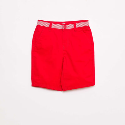Bermuda droit en twill avec liseré 'Noël' ROUGE