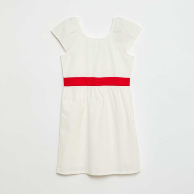 Robe avec ceinture en coton uni BLANC