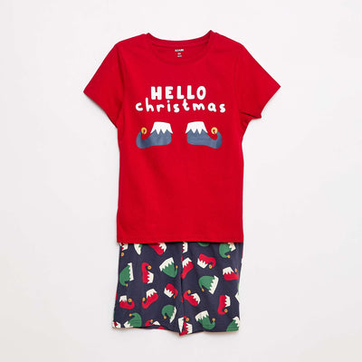 Ensemble de pyjama imprimé 'Noël' en jersey coton ROUGE