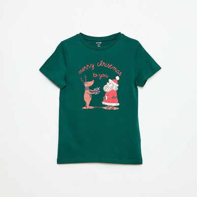 T-shirt imprimé 'Noël' en coton VERT