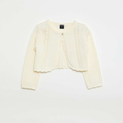 Boléro en maille ajourée BLANC