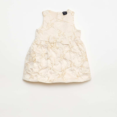 Robe trapèze en jacquard brodé BEIGE