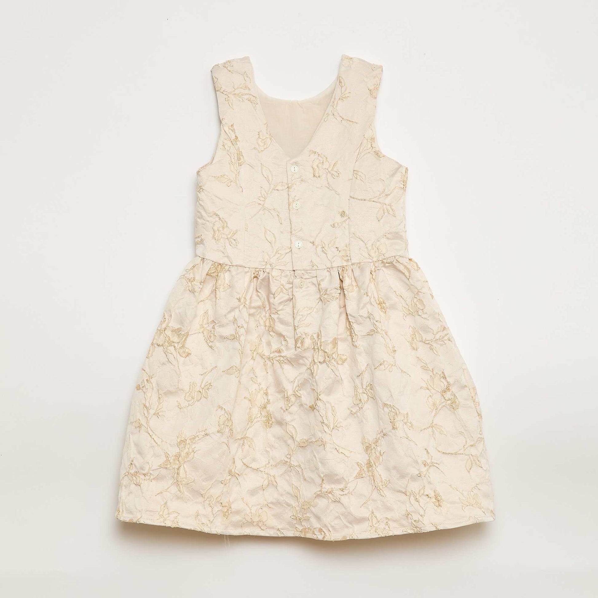 Robe sans manche en jacquard avec gros nœud BEIGE