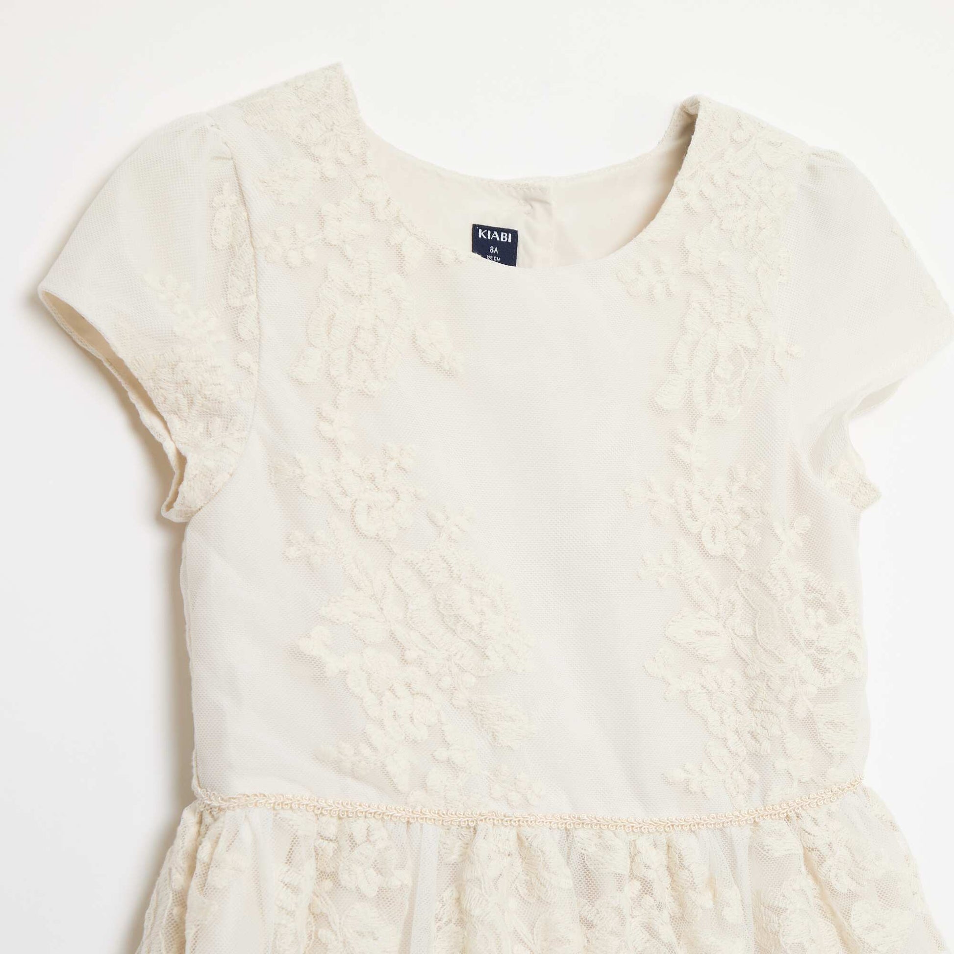 Robe en tulle broderie anglaise unie BLANC