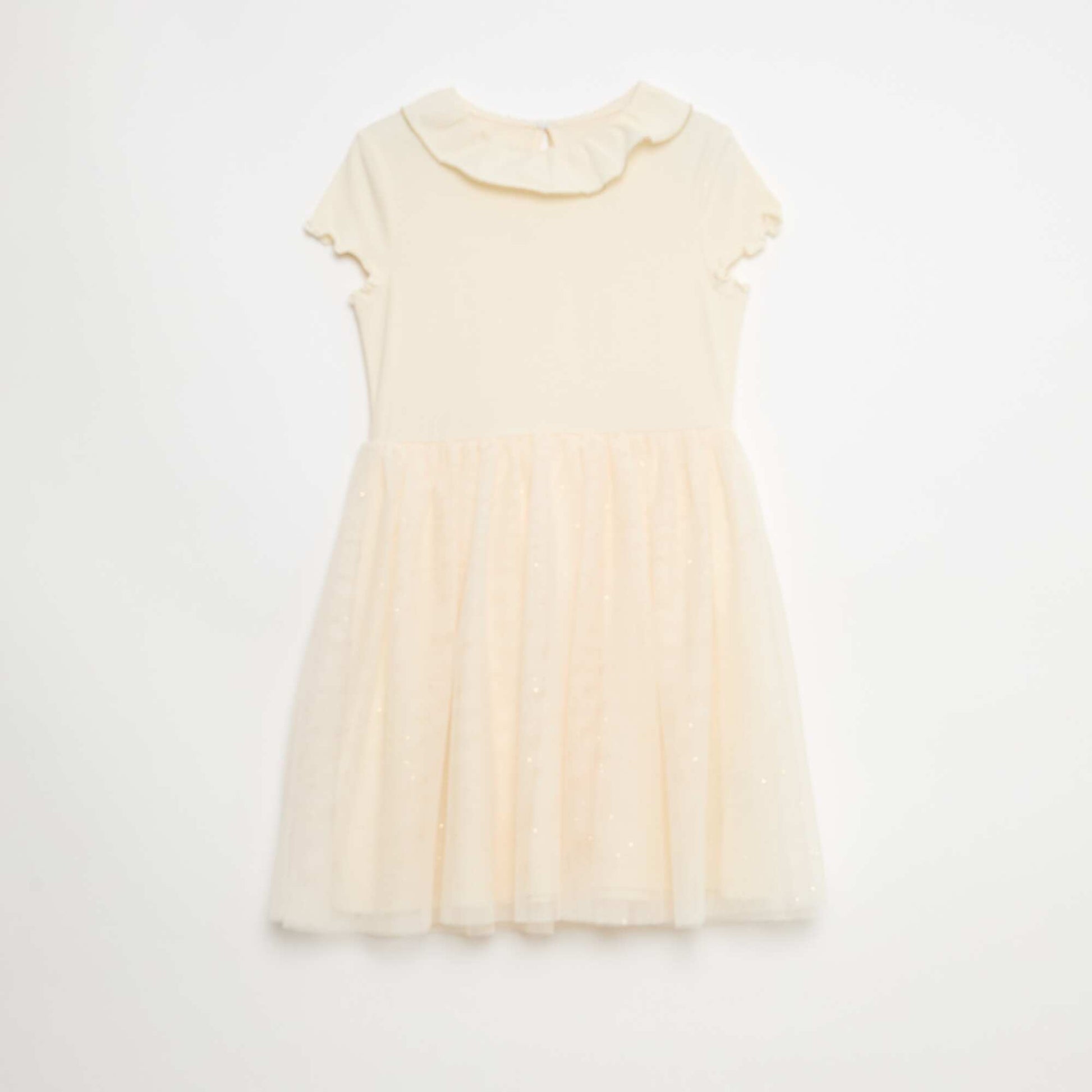 Robe col volanté en jersey coton BLANC