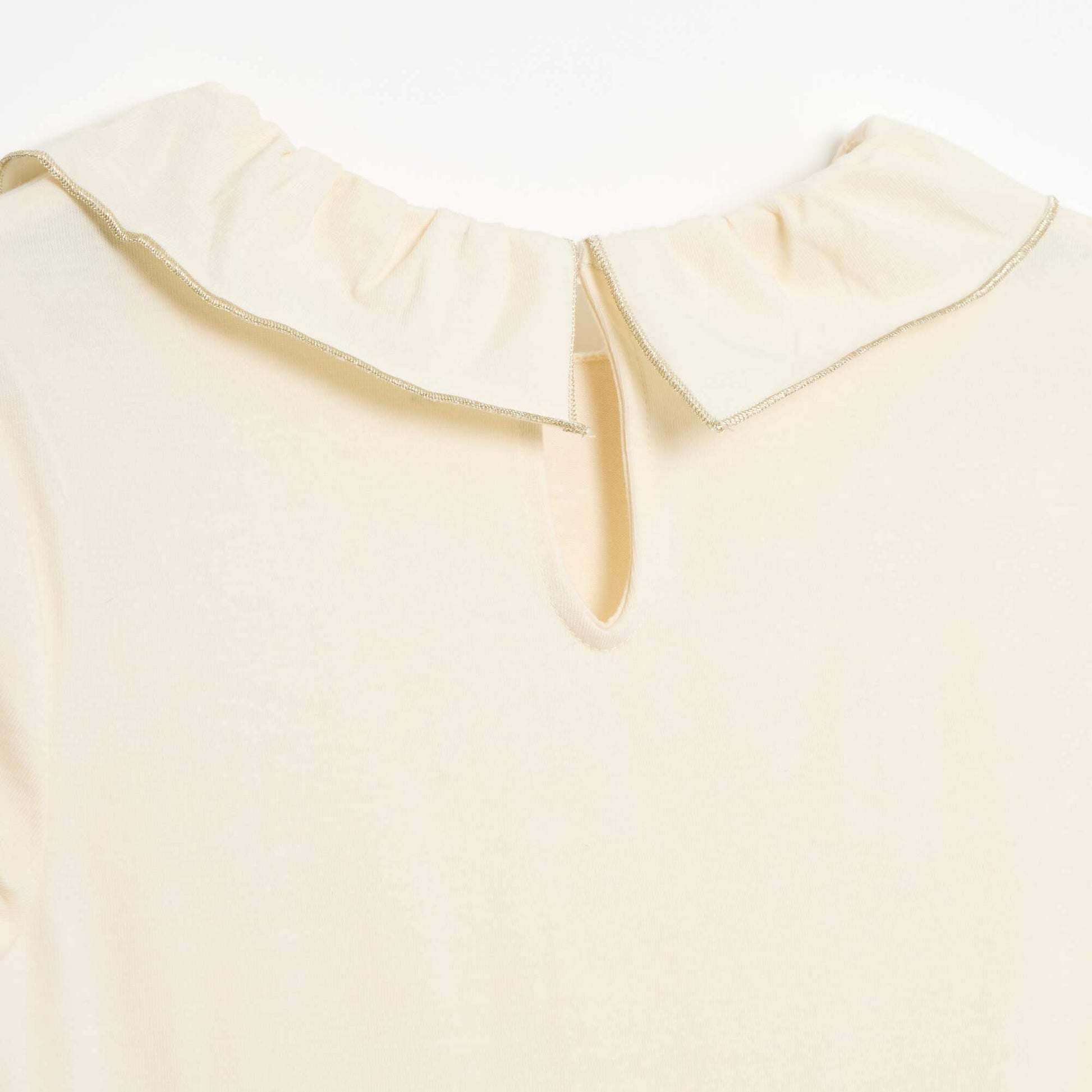 Robe col volanté en jersey coton BLANC