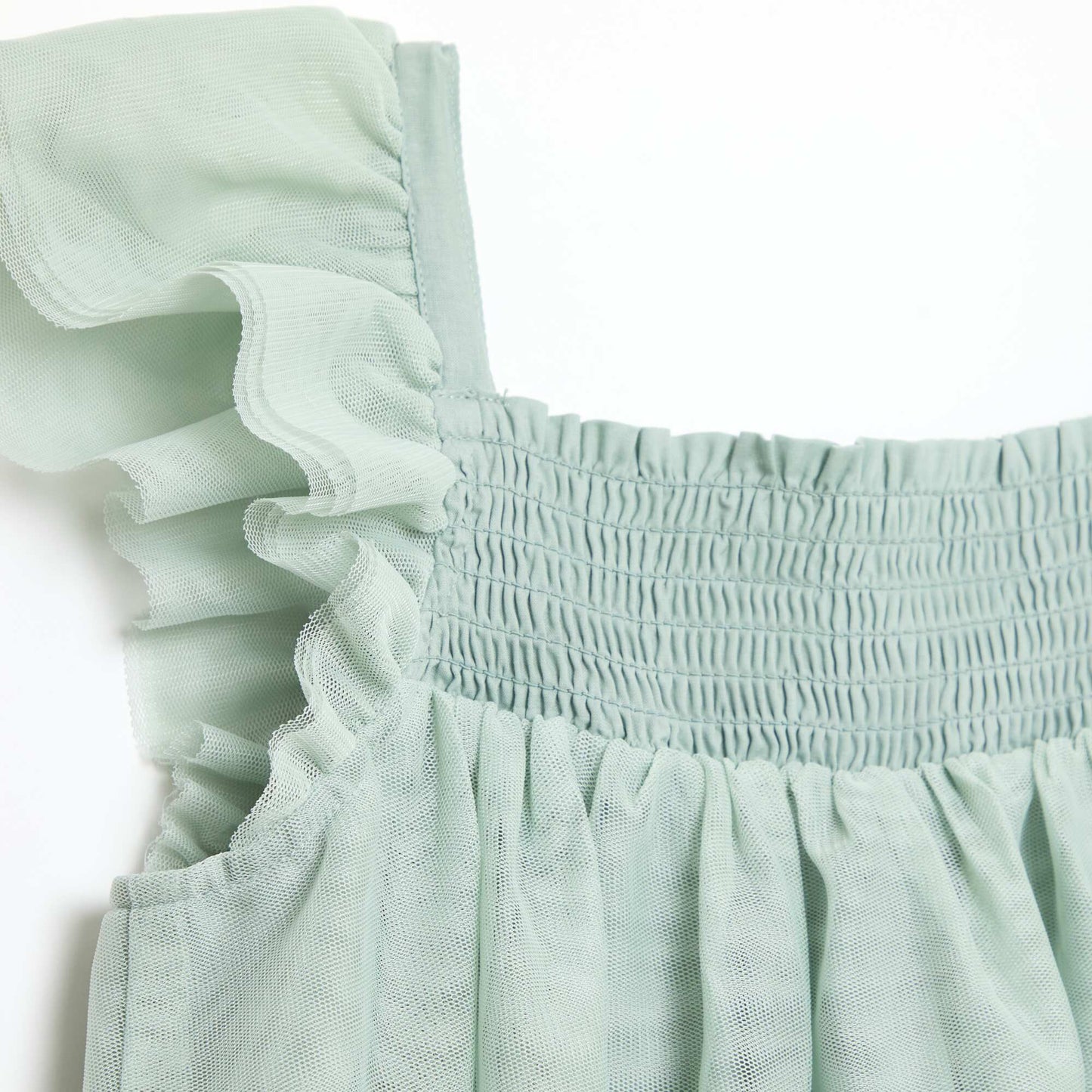 Robe à bretelles en tulle avec fleurs 3D VERT