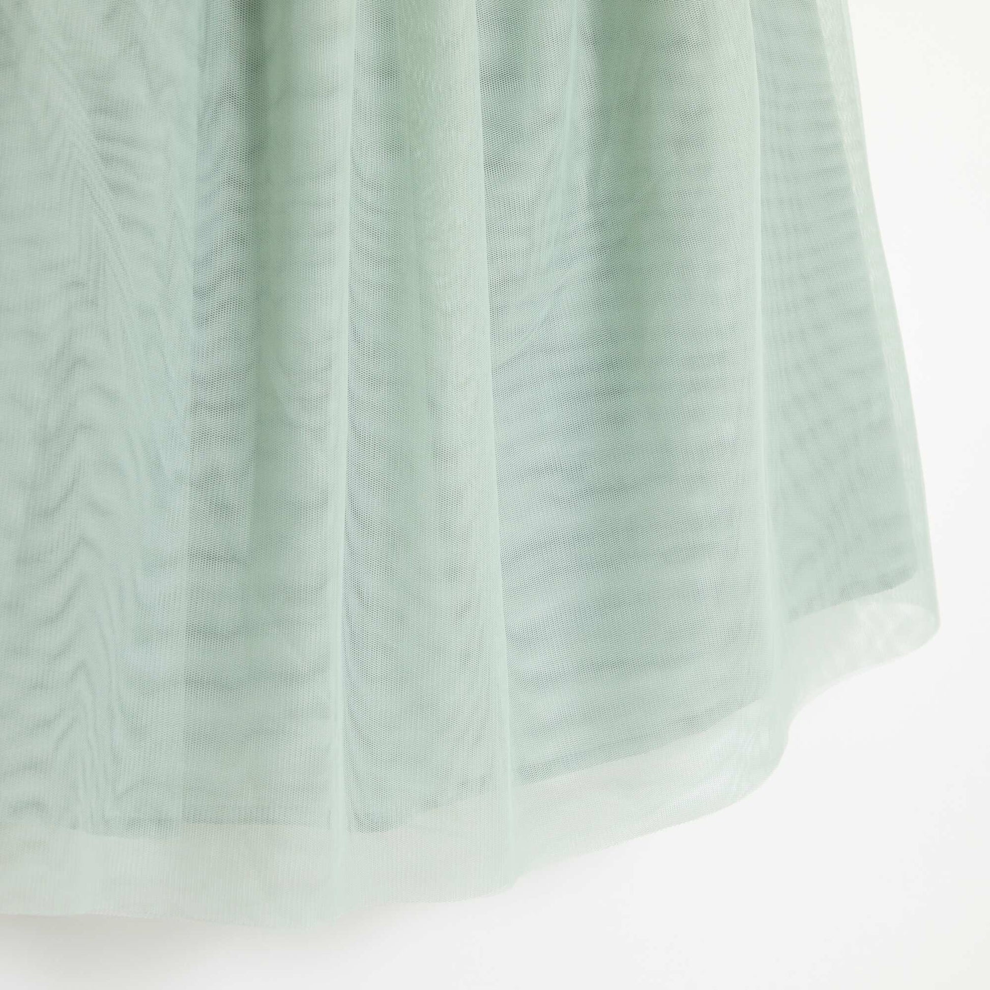 Robe à bretelles en tulle avec fleurs 3D VERT