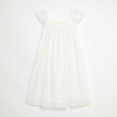 Robe à bretelles en tulle avec fleurs 3D BLANC