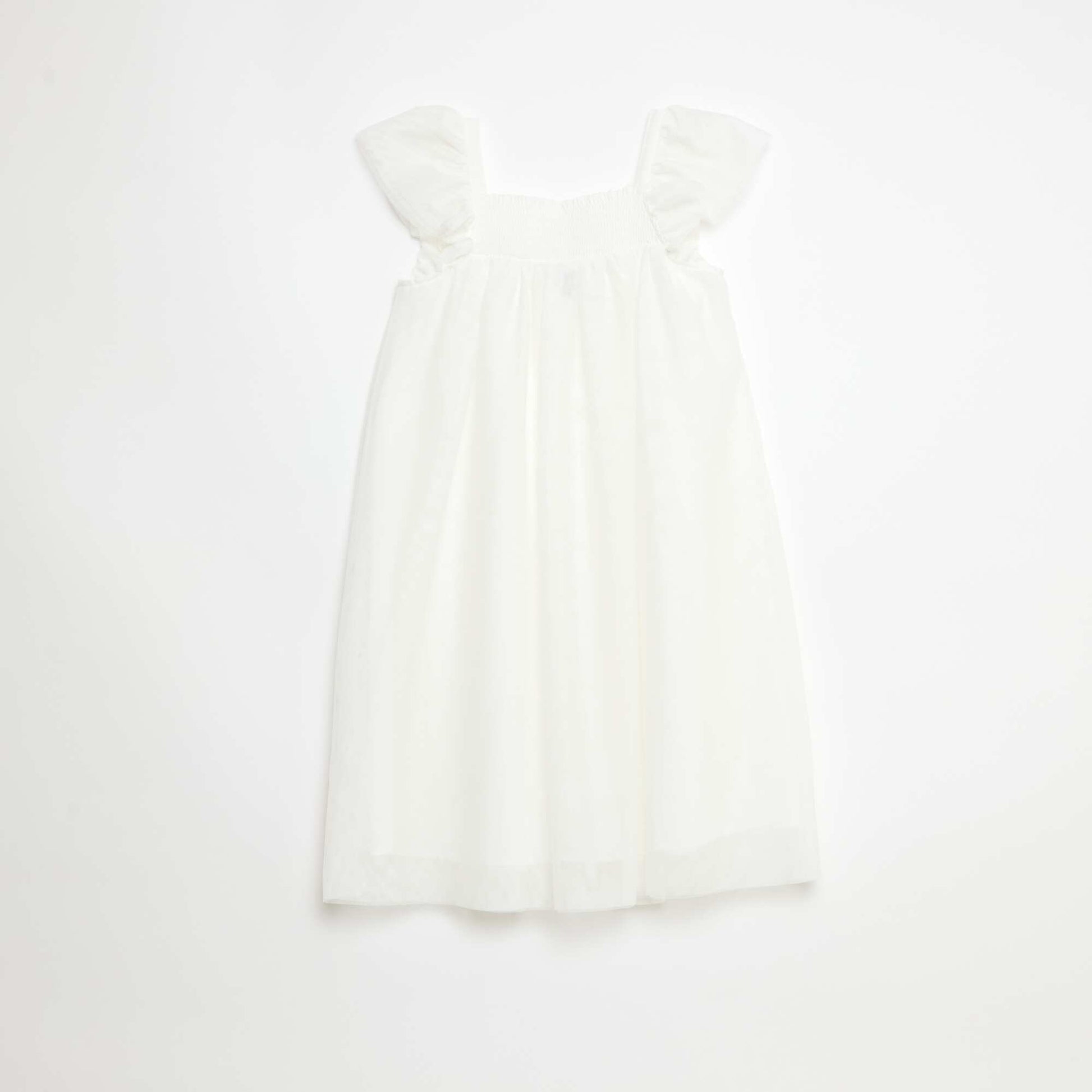 Robe à bretelles en tulle avec fleurs 3D BLANC
