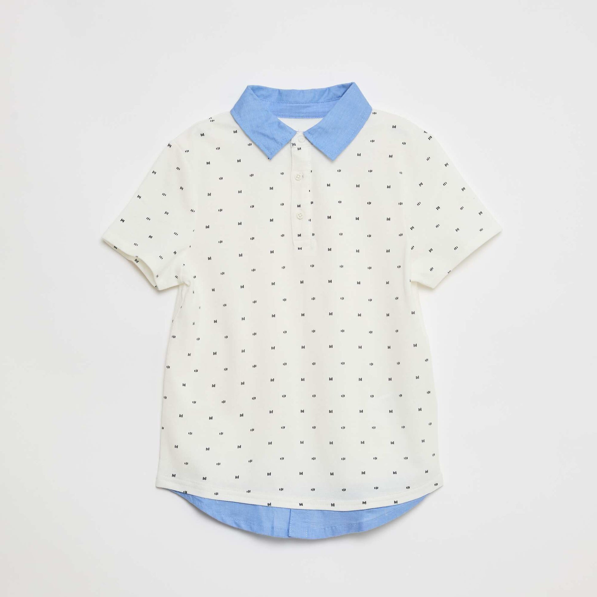 Polo piqué 2 en 1 all-over en coton BLANC