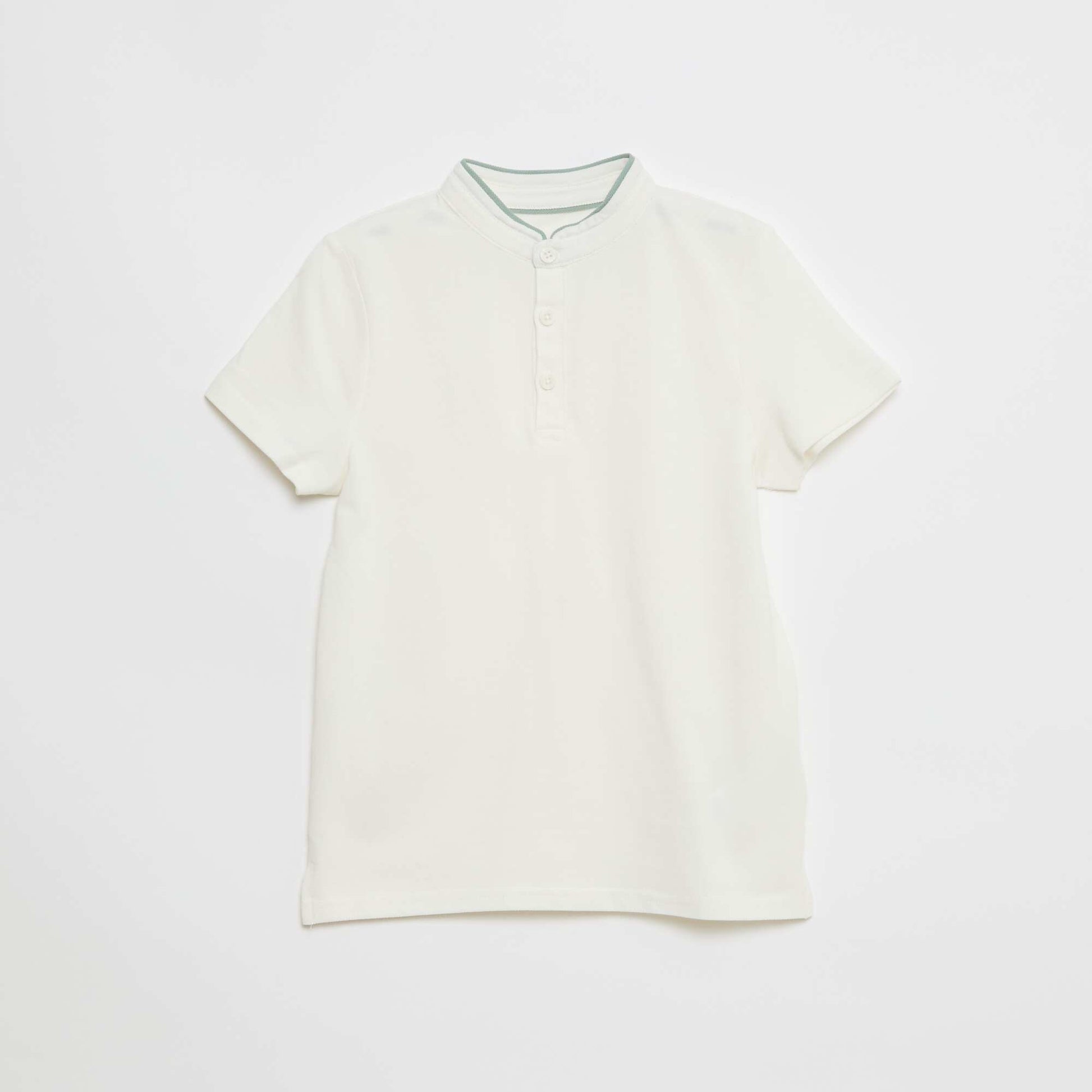 T-shirt piqué tunisien en coton uni BLANC