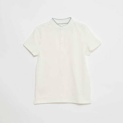 T-shirt piqué tunisien en coton uni BLANC