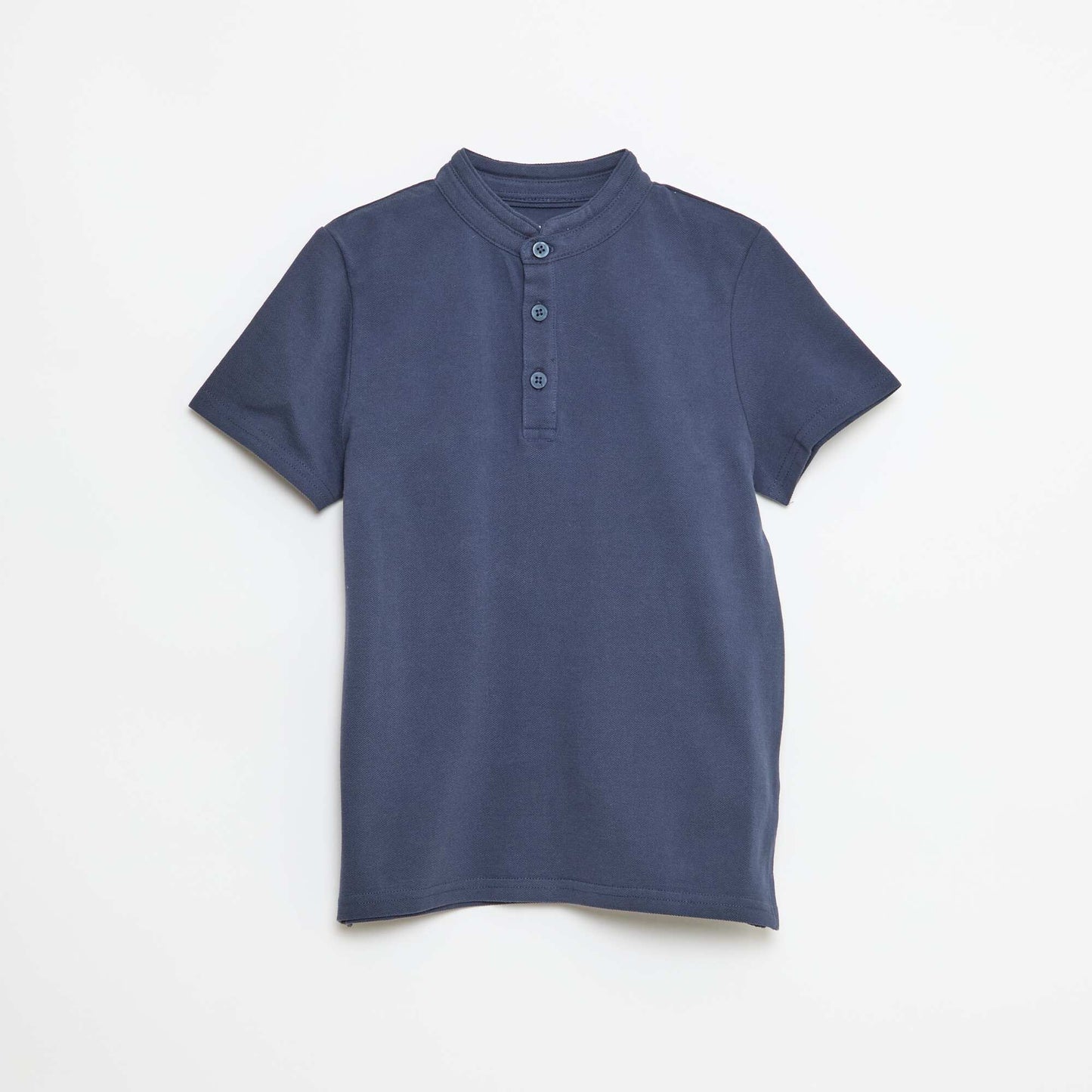 T-shirt piqué tunisien en coton uni BLEU