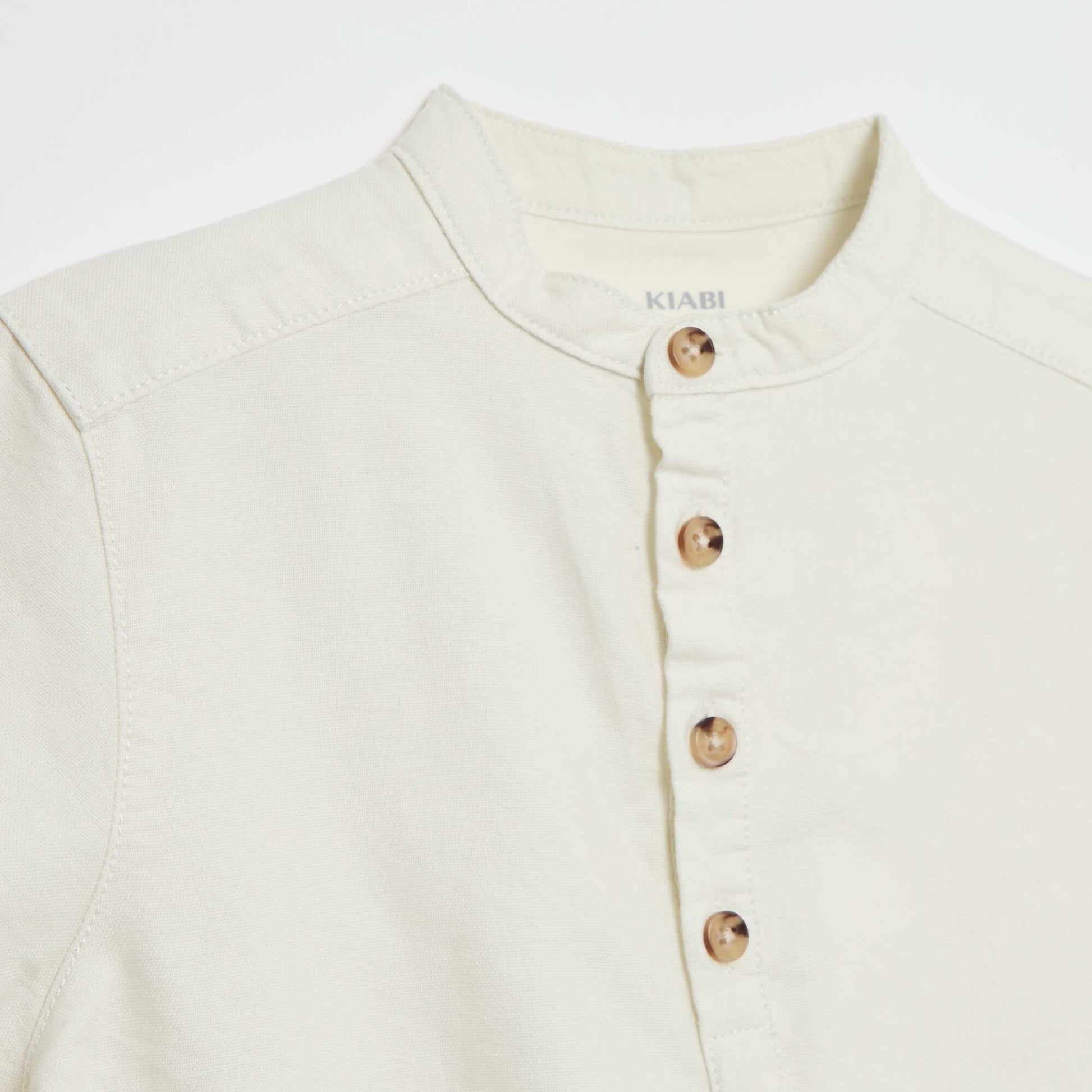 Chemise manches courtes unie en coton BLANC