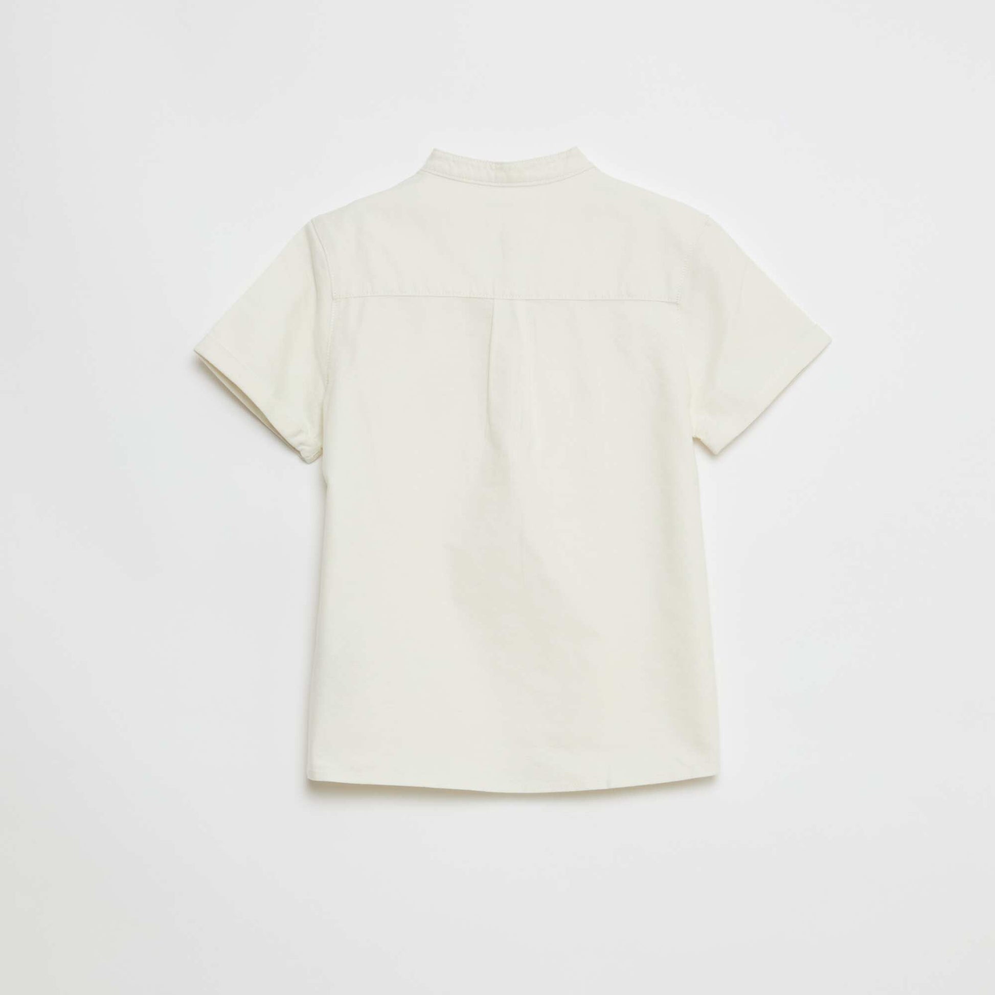 Chemise manches courtes unie en coton BLANC