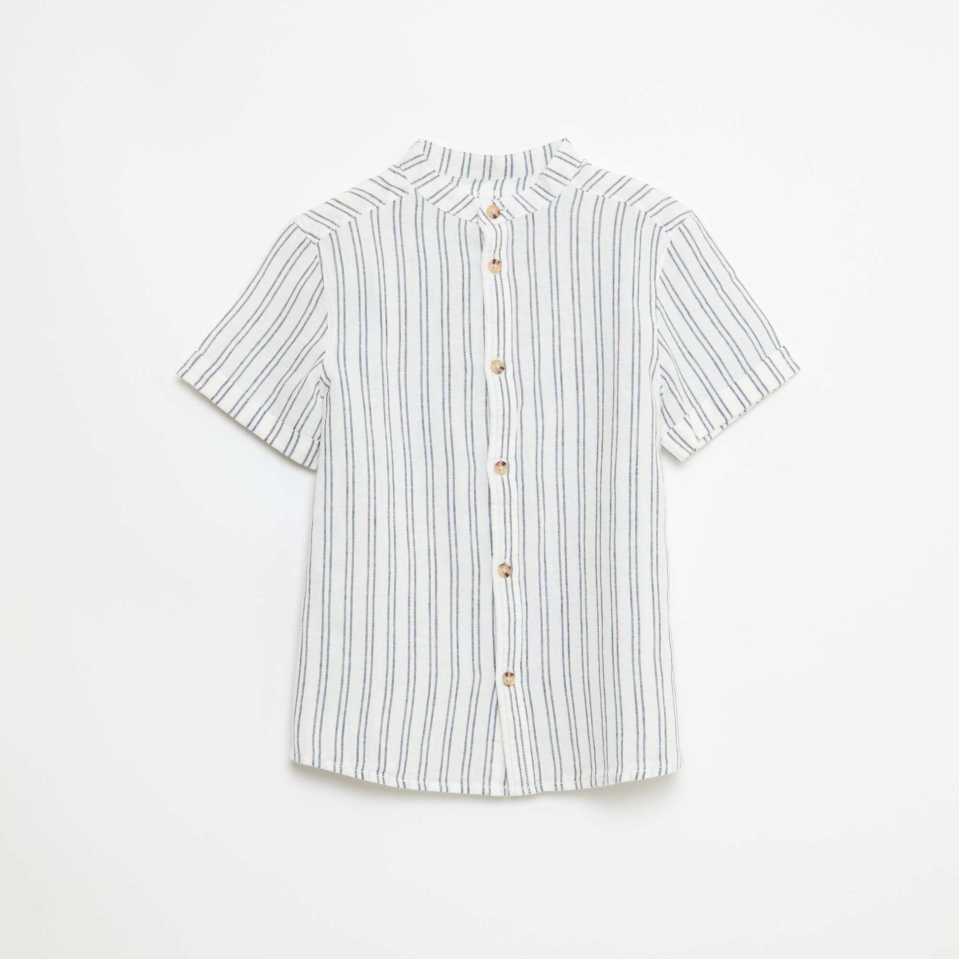 Chemise rayée en coton et lin BLANC