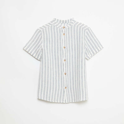 Chemise rayée en coton et lin BLANC