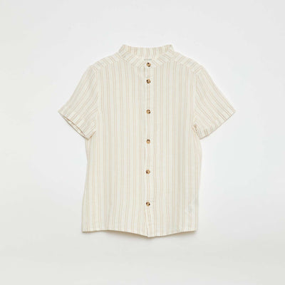 Chemise rayée en coton et lin BLANC