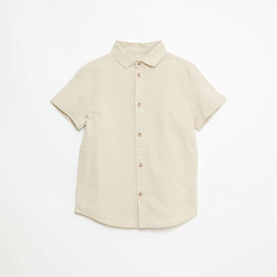 Chemise regular en coton uni BEIGE