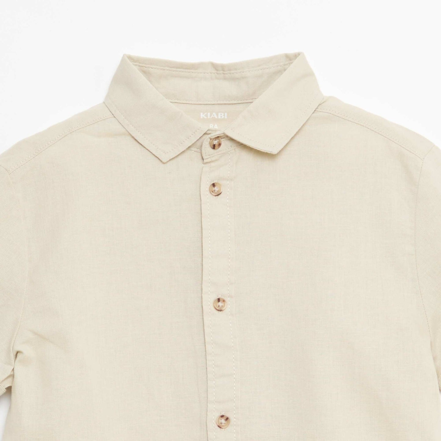 Chemise regular en coton uni BEIGE