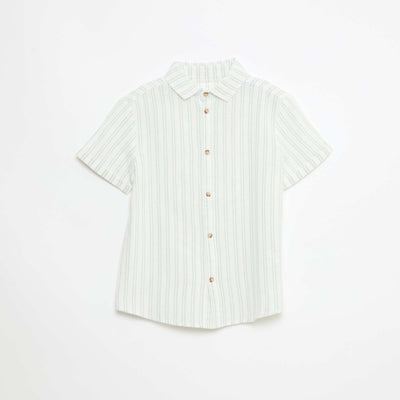 Chemise regular en coton rayée BLANC