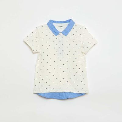 Polo imprimé effet 2-en-1 BLANC