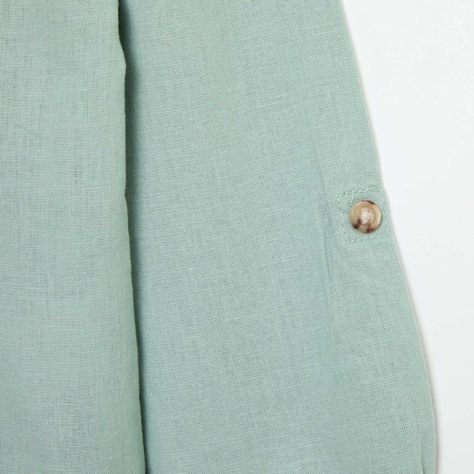 Chemise à capuche regular en coton uni VERT