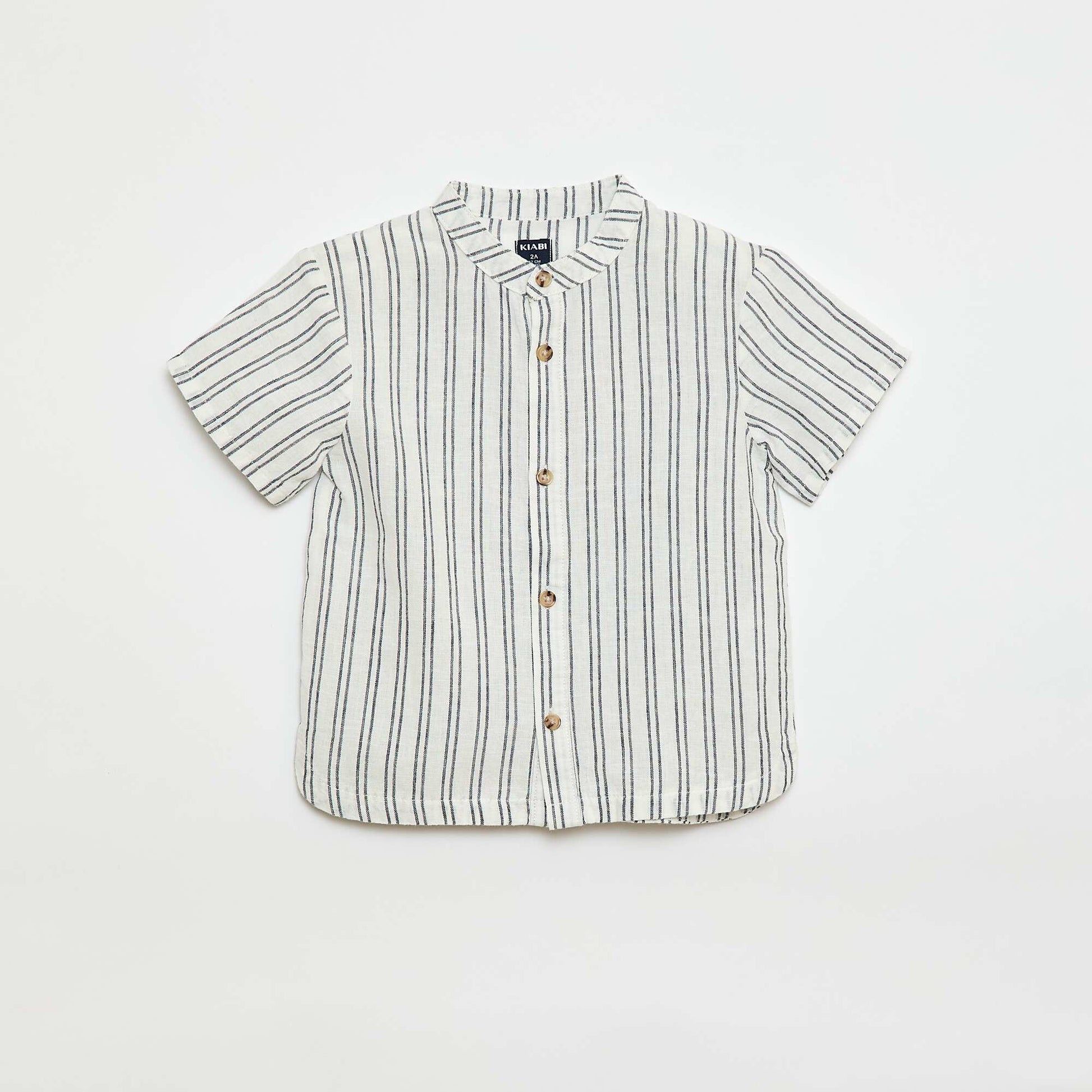 Chemise rayée en lin mélangé BLEU