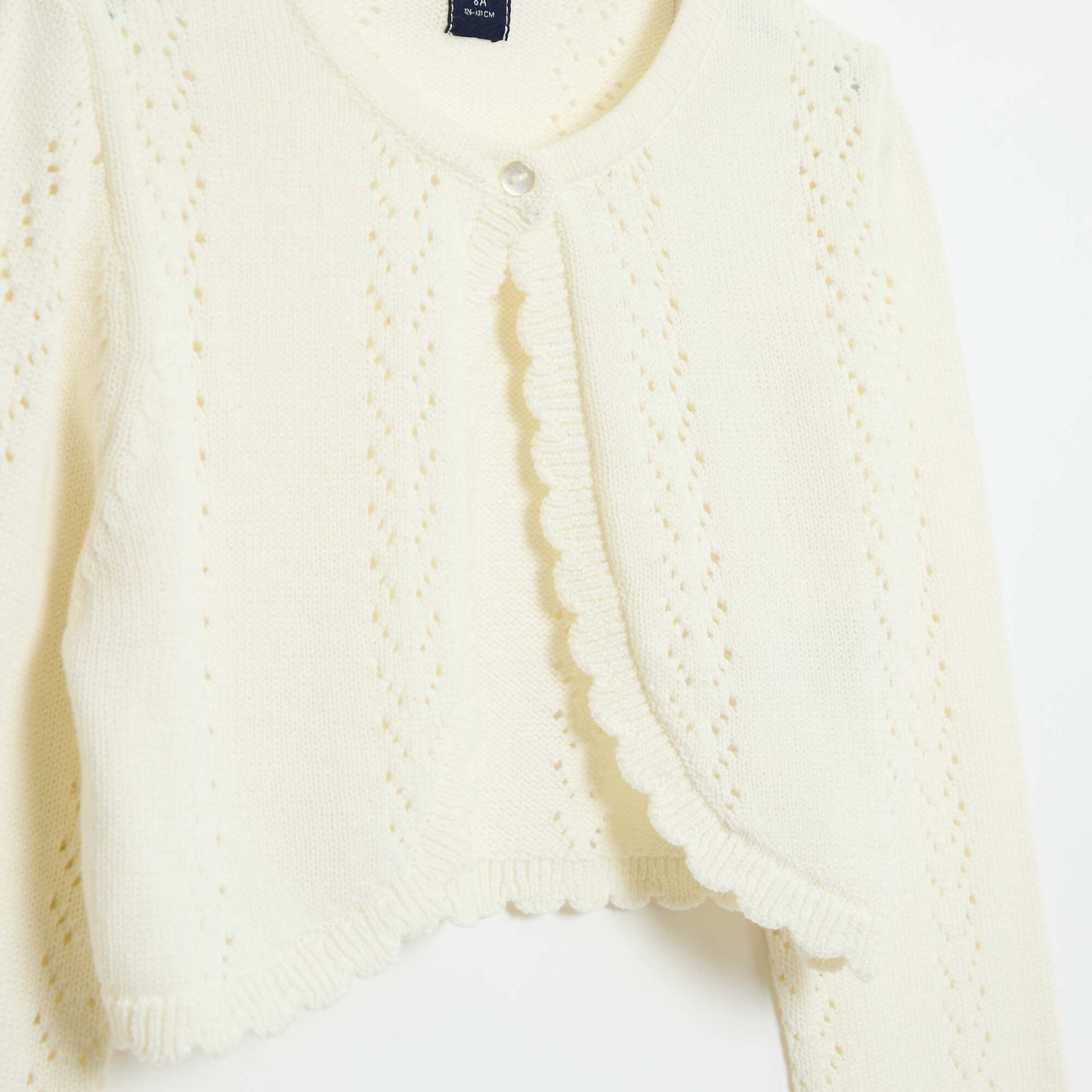 Gilet bolero en maille fantaisie coton unie BEIGE
