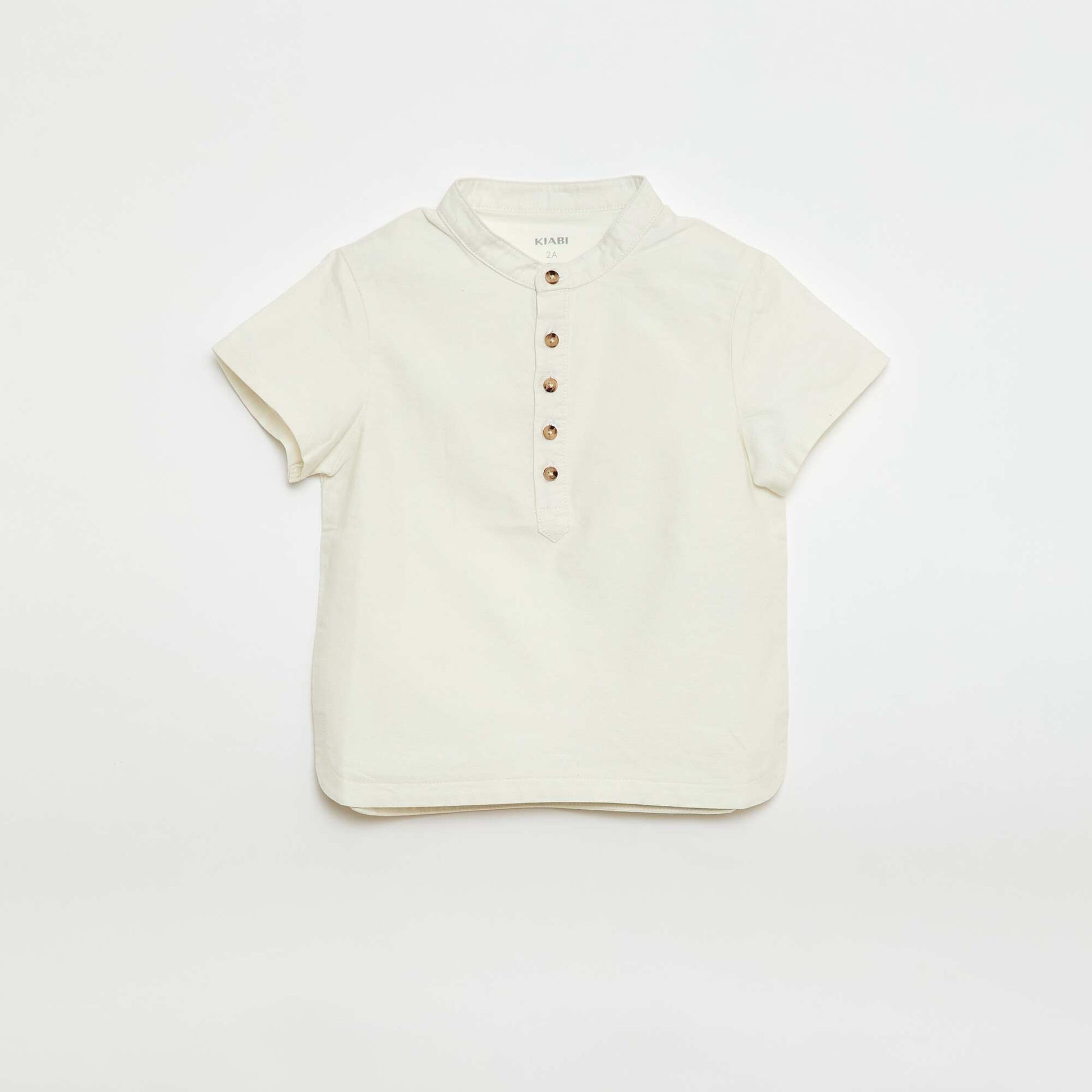 Chemise col mao en oxford BLANC