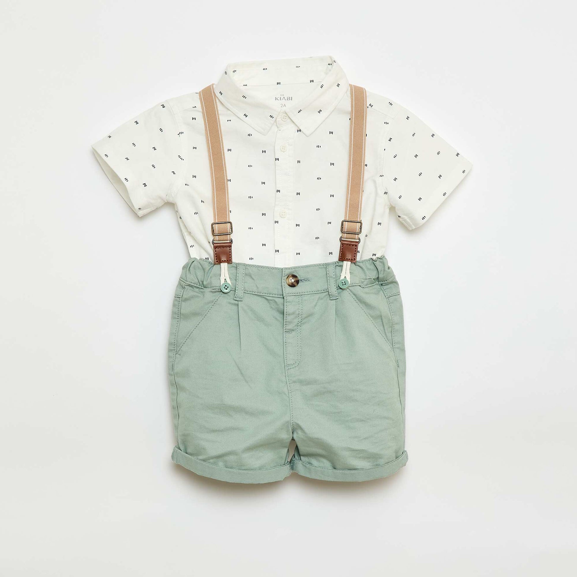 Ensemble chemise + short - 2 pièces BLANC/VERT