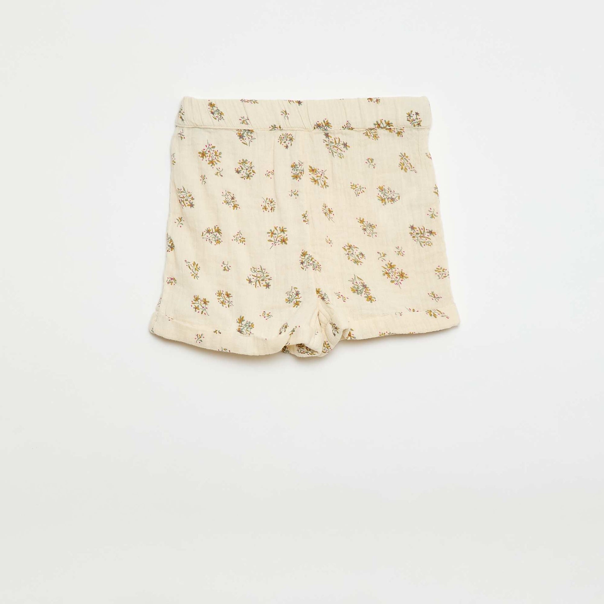 Short à motif en gaze de coton BEIGE