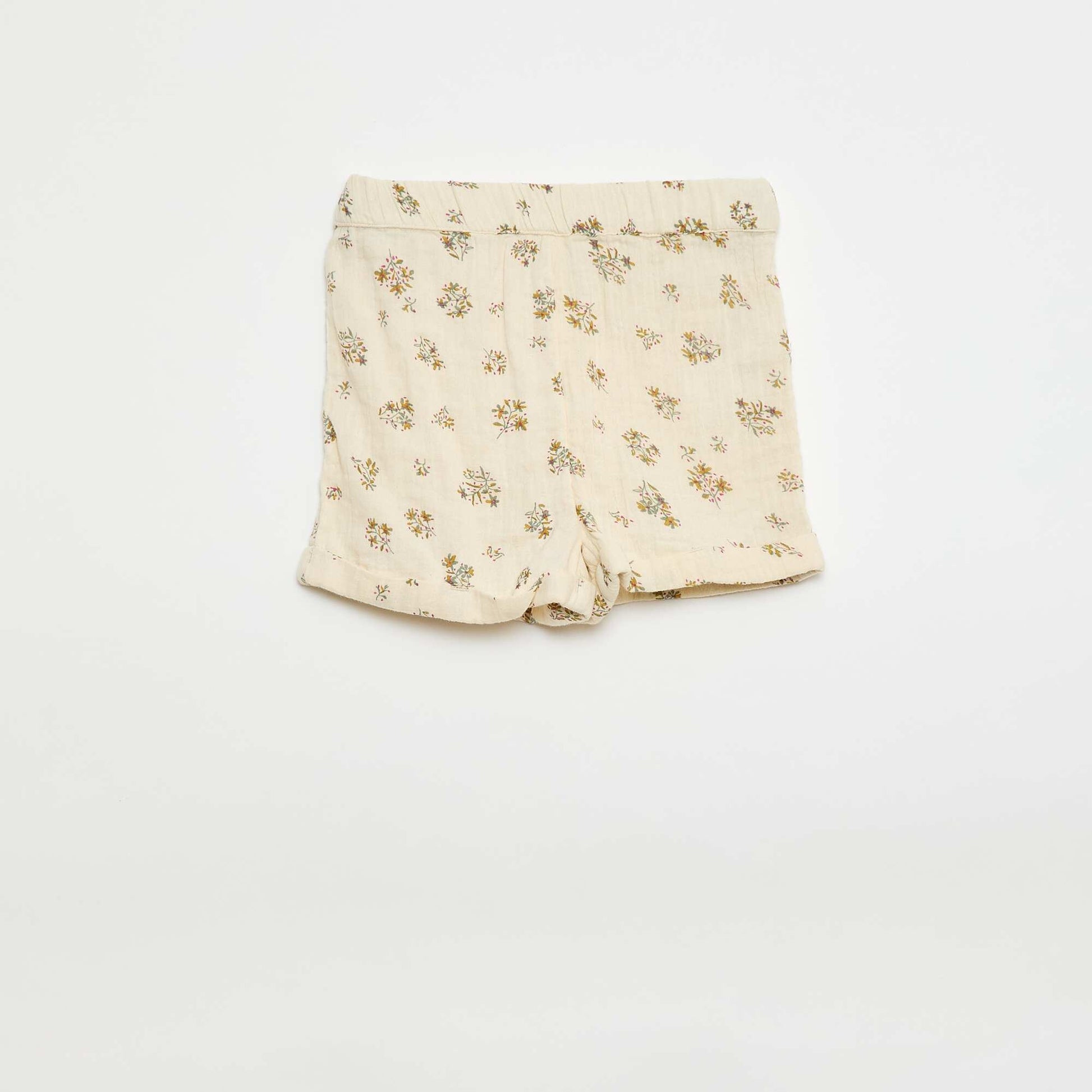 Short à motif en gaze de coton BEIGE