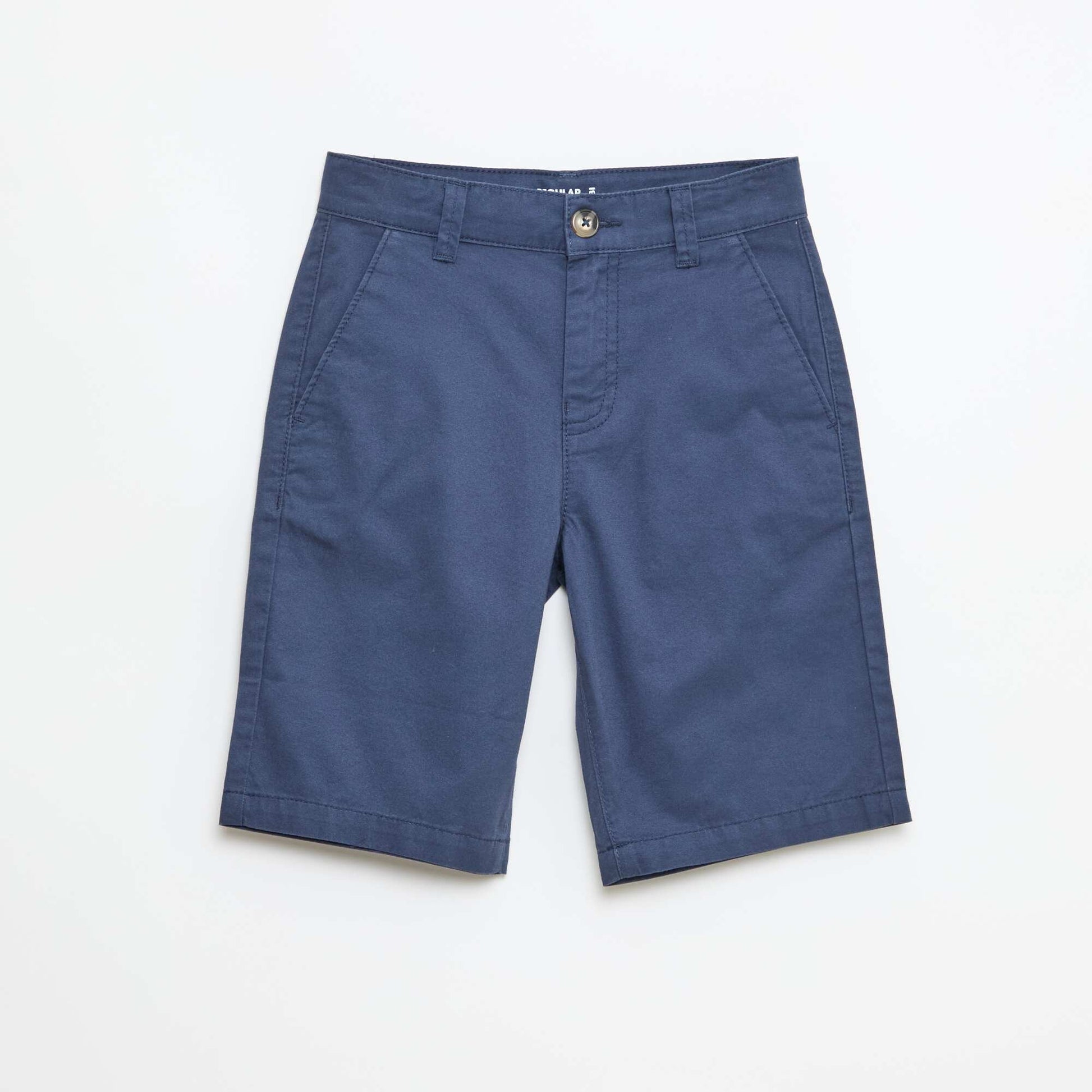 Bermuda en twill de coton uni BLEU