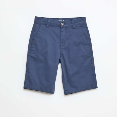 Bermuda en twill de coton uni BLEU