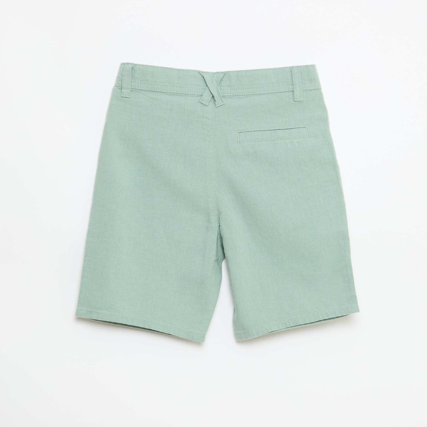 Bermuda regular en coton et lin uni VERT