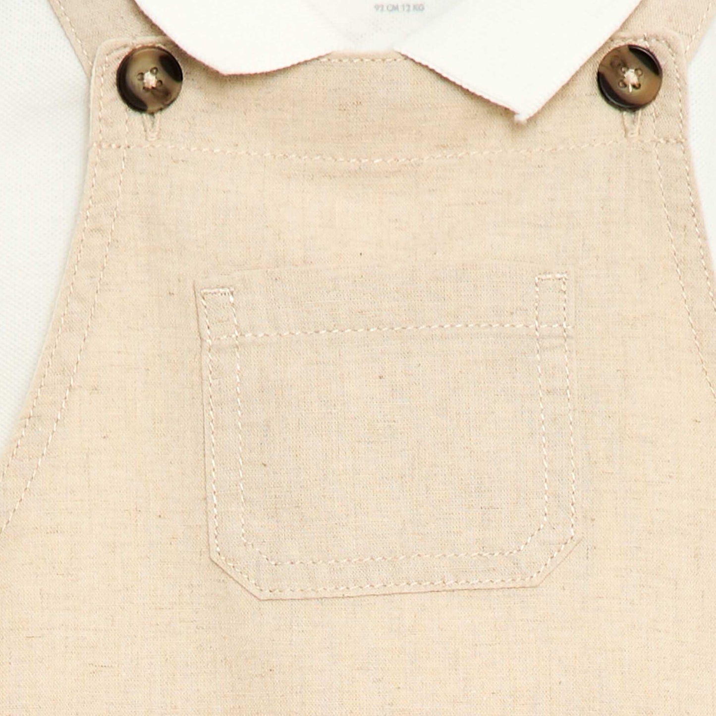 Ensemble salopette en lin mélangé + polo en piqué de coton - 2 pièces BLANC