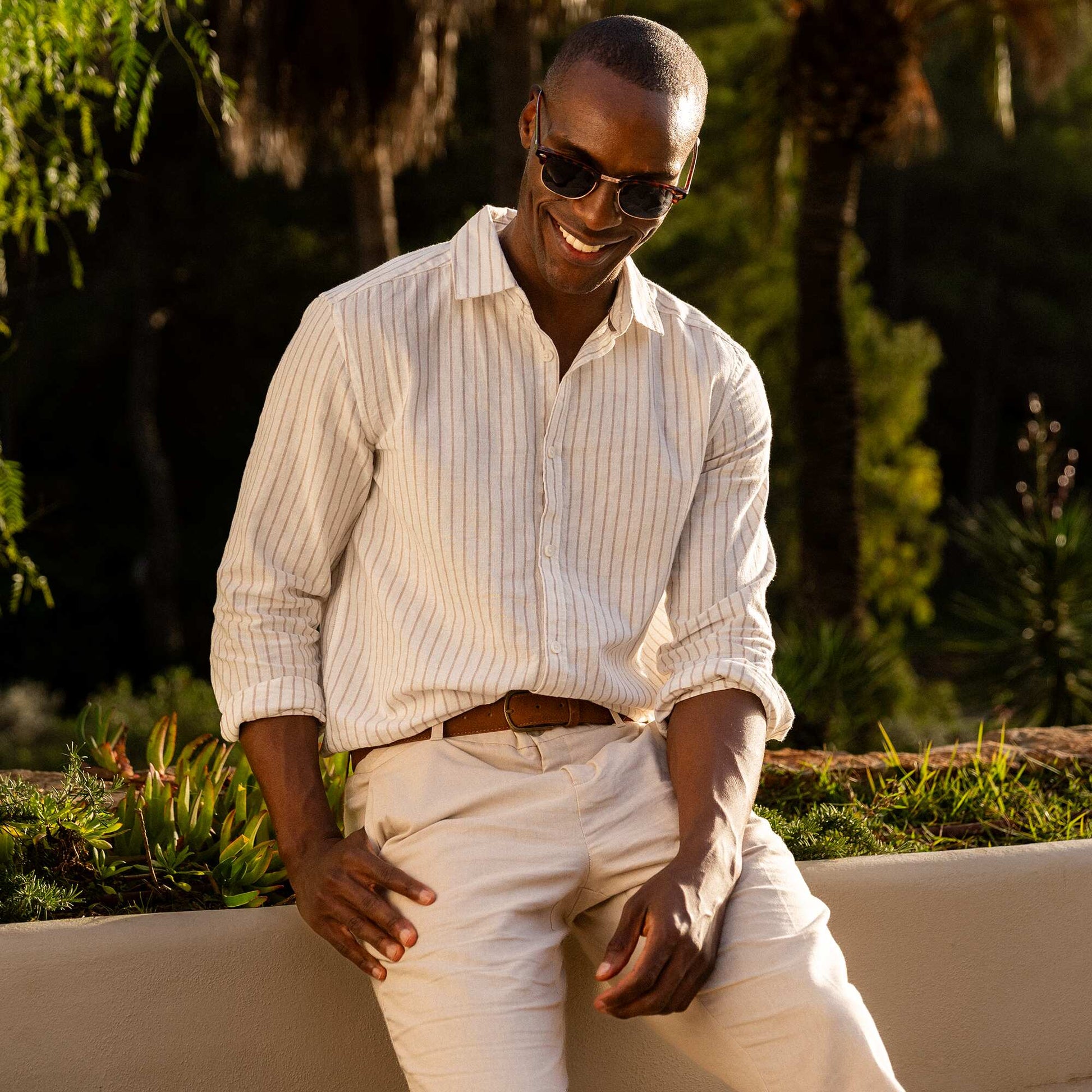 Chemise en lin mélangé BLANC