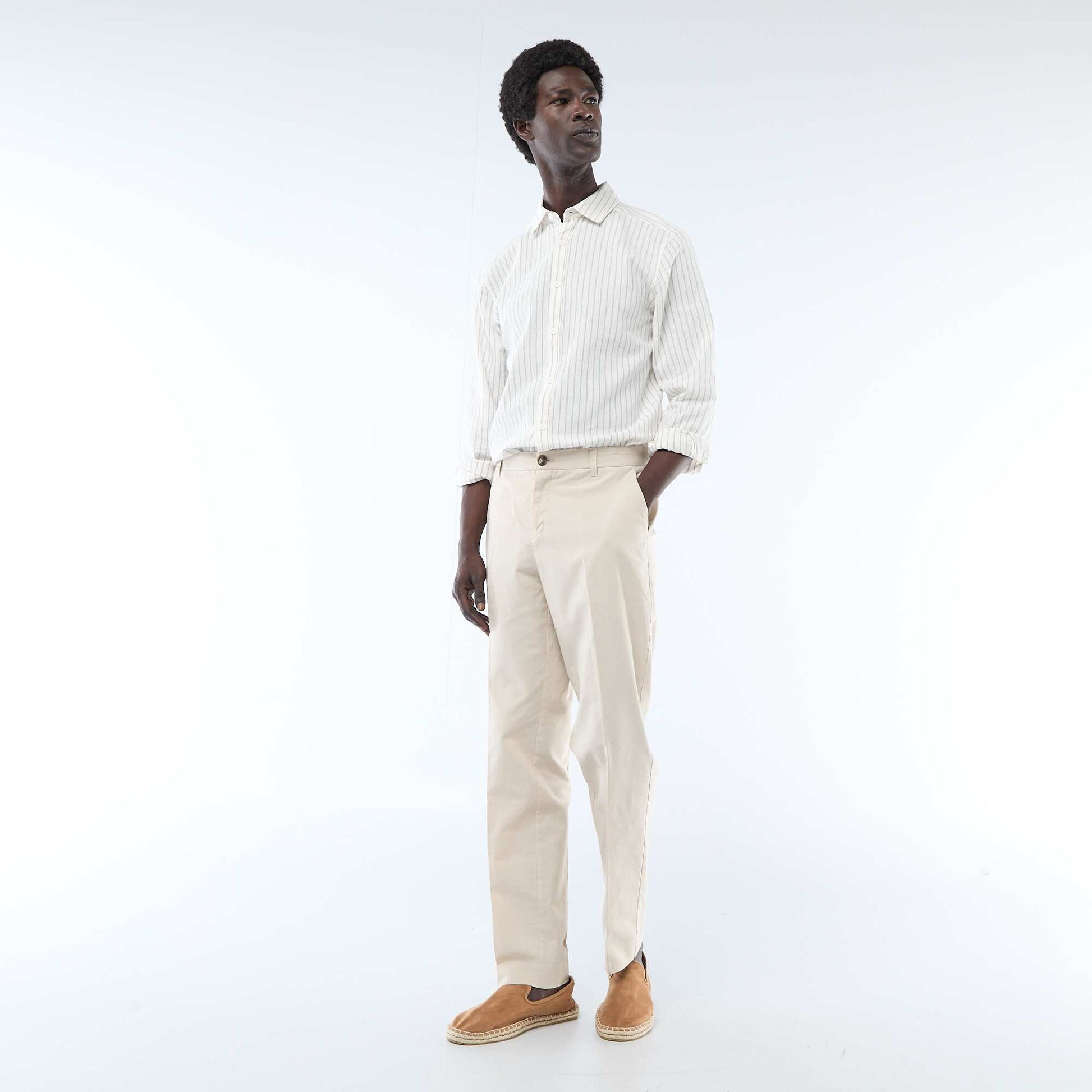 Chemise en lin mélangé BLANC