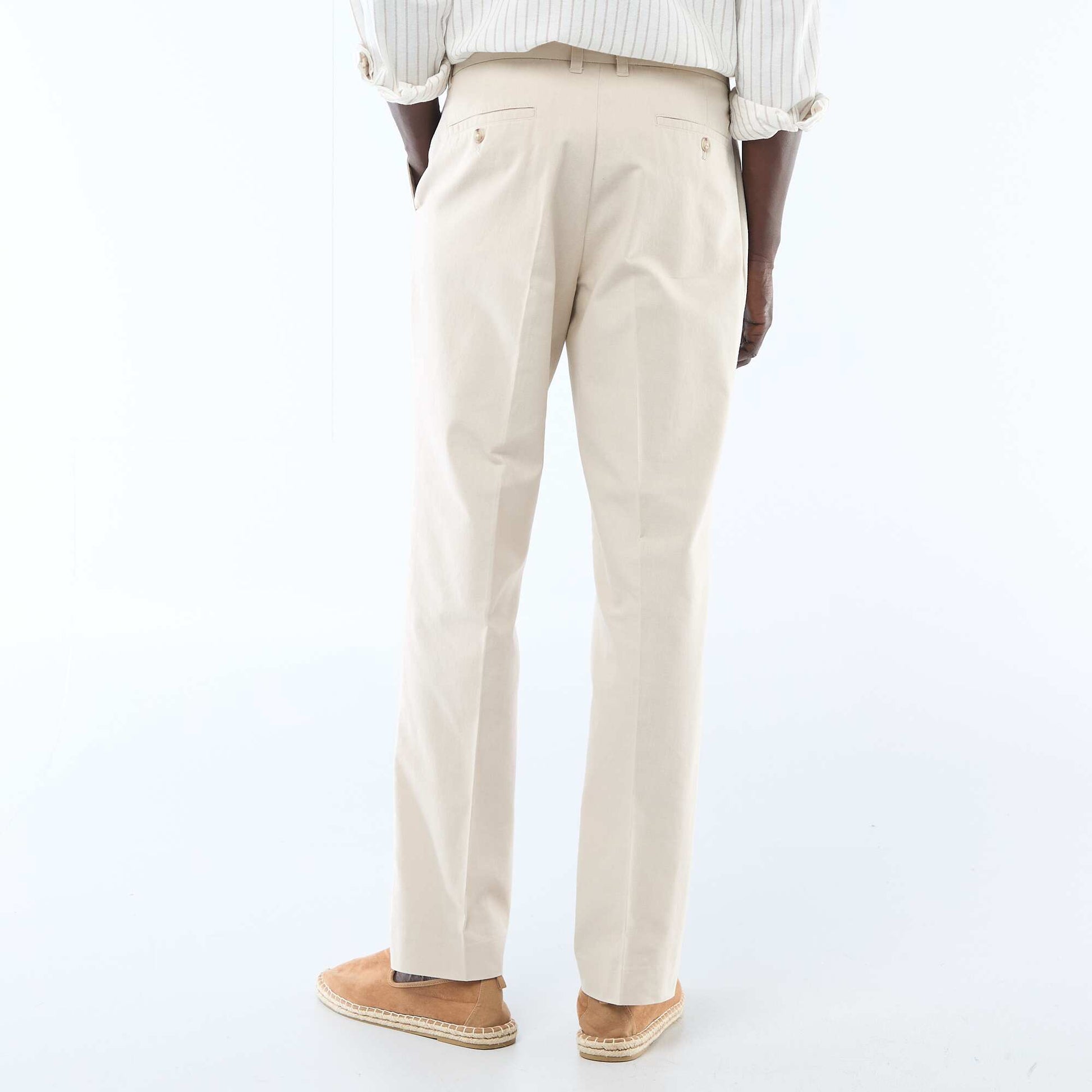 Pantalon en toile de coton rayé BEIGE