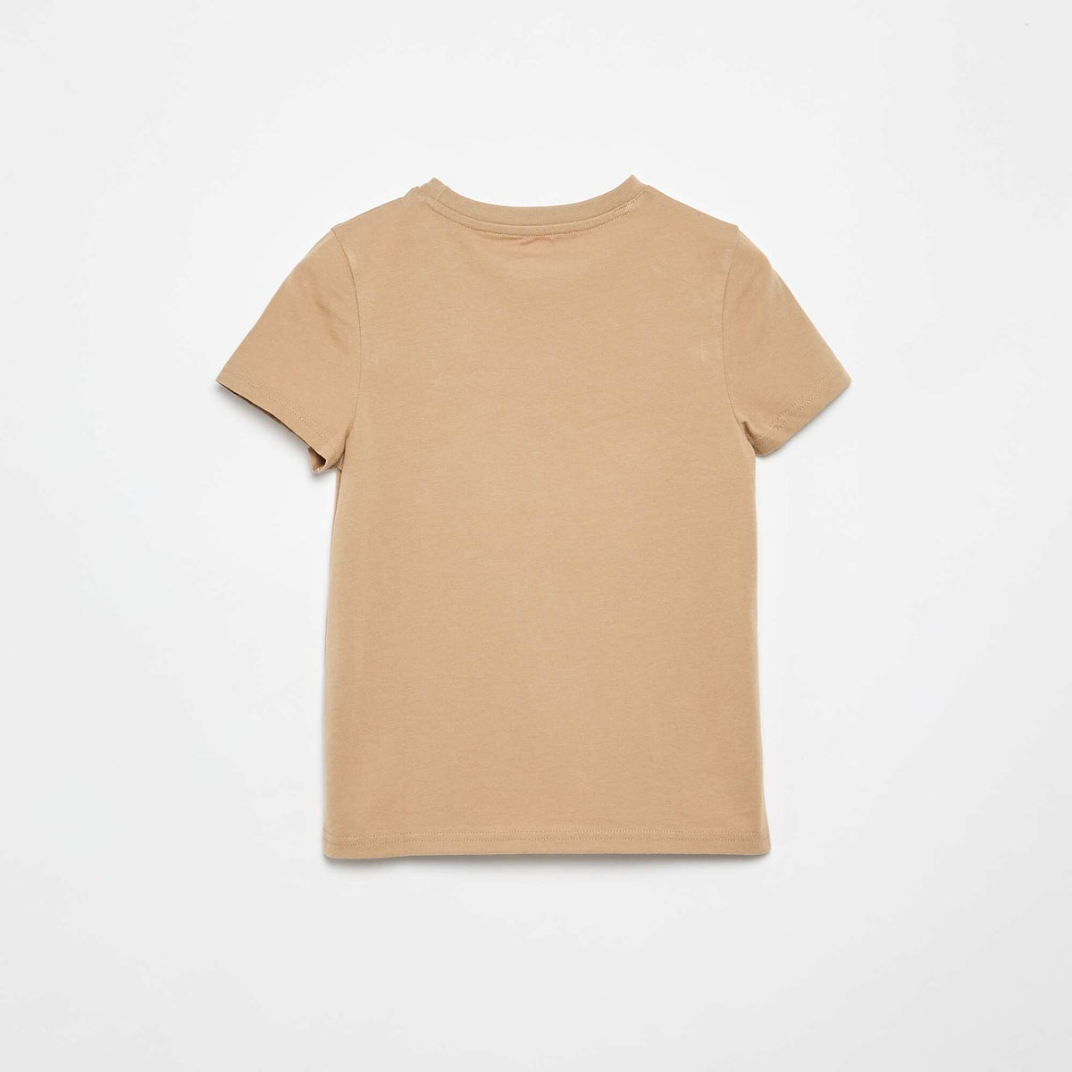 T-shirt col rond en coton uni BEIGE
