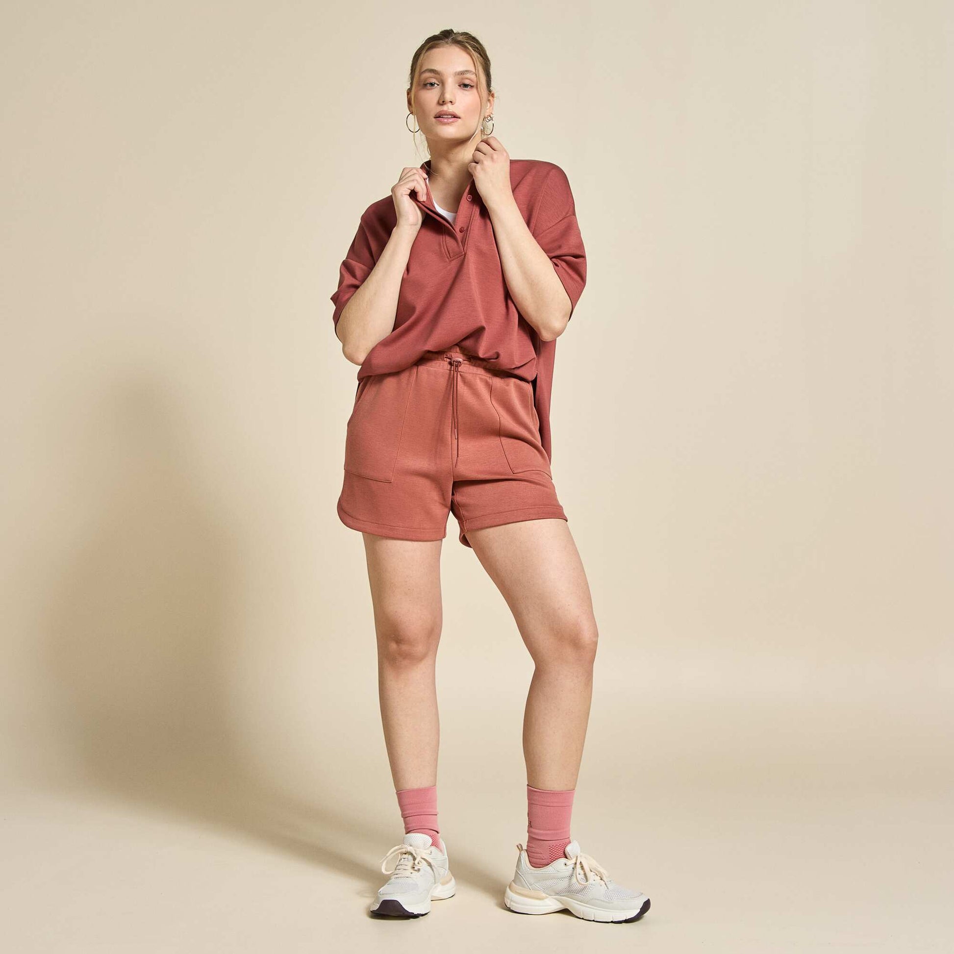 Short de sport oversize MARRON