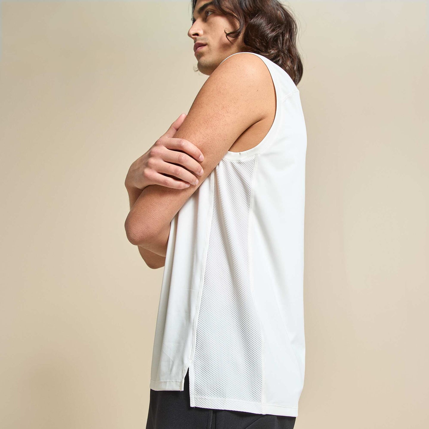 Débardeur de sport avec mesh sur côtés BLANC