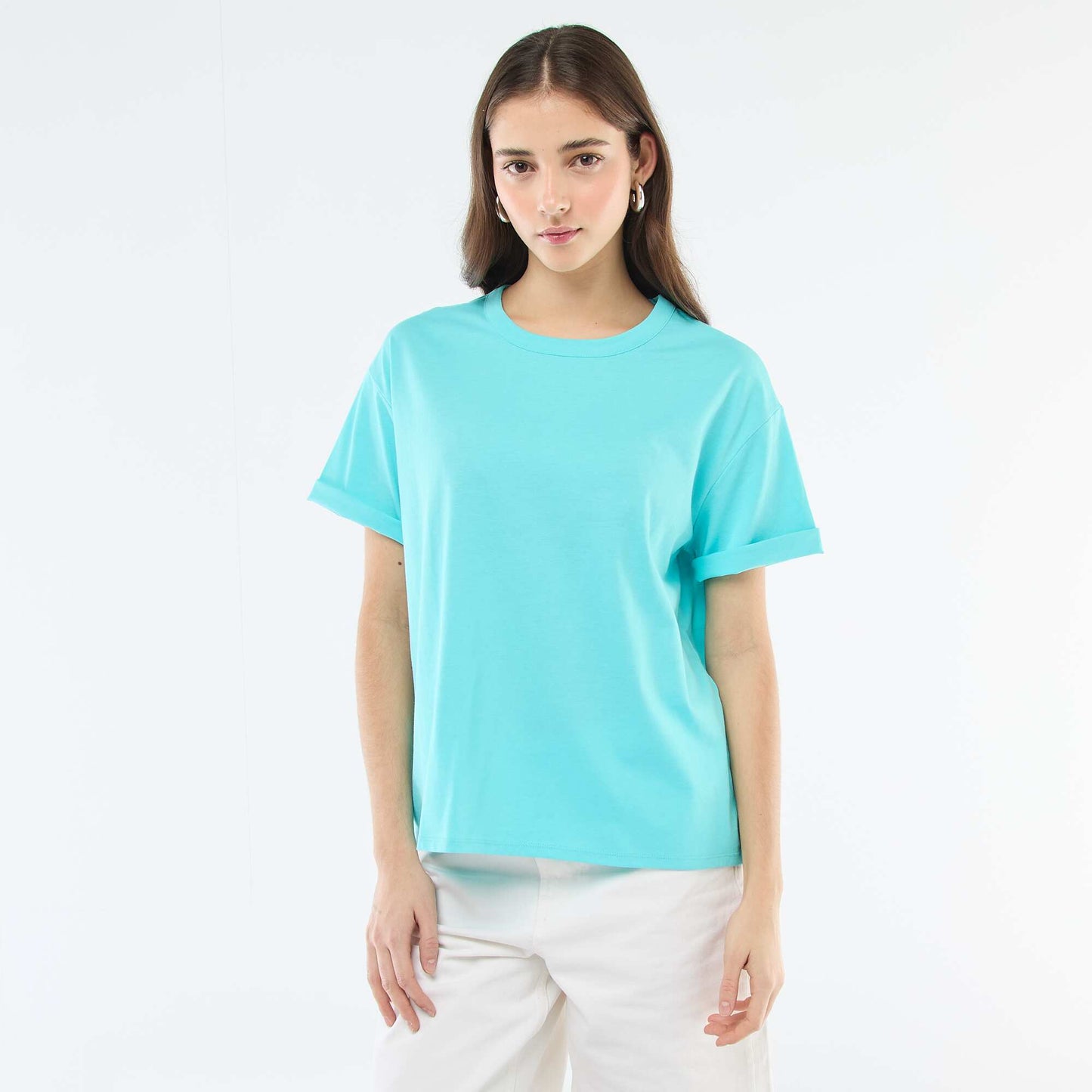 Tee-shirt uni manches courtes BLEU